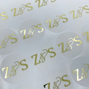 Monogram Envelope Seals, Foiled Wedding Stickers, Wedding Favour Stickers, Invitation Seals, Gold Foiled