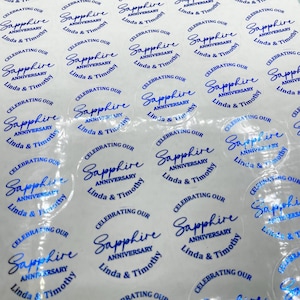 Personalised 45th 65th Anniversary Stickers, Sapphire Wedding Stickers, Wedding Anniversary Stickers