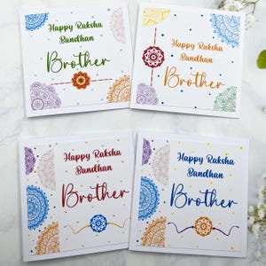 4 Tarjetas Raksha Bandhan, Mini Tarjetas Rakhri, Conjunto de 4 Tarjetas Rakhi, Tarjetas Rakhri coloridas, Tarjetas Raksha Bandhan