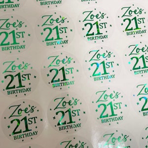 Autocollants d'anniversaire en aluminium, autocollants personnalisés pour 21e anniversaire, autocollants de cadeaux d'anniversaire