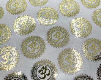 Foiled Om Stickers, Om Mandala Stickers, Aum Stickers, Hinduism Stickers