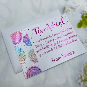 Tarjeta Raksha Bandhan para hermana, Postal de hermana Rakhi, Postal Rakhi para hermana, Regalo Rakhi para hermana