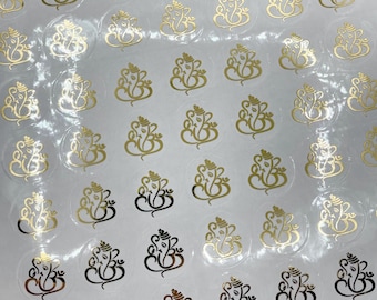 Clear Foiled Ganesh Stickers, Diwali Stickers, Foiled Diwali Stickers, Foiled Ganesh Stickers, Clear Ganesh Stickers, Ganesh Stickers
