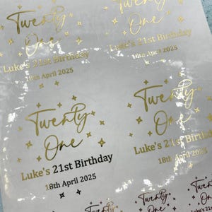 Stickers personnalisés pour 21e anniversaire, Stickers décoratifs pour votre 21e anniversaire, Stickers personnalisés pour anniversaire