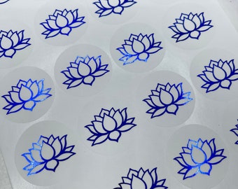 Adesivos de lótus, adesivos de lótus com folha fosca, adesivos de flores de lótus semitransparentes com folha, selos de casamento de lótus, selos de casamento