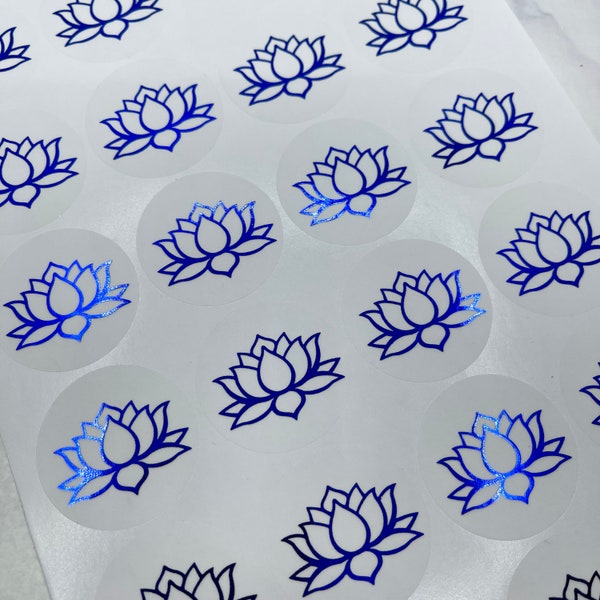Lotus Stickers, Frosted Foiled Lotus Stickers, Foiled Semi Transparent Lotus Flower Stickers, Lotus Wedding Seals, Wedding Seals
