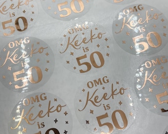 Adesivos de 50º aniversário, adesivos personalizados de 50º aniversário, lembrancinhas de festa de 50º aniversário, quinquagésimo aniversário