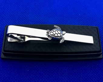 Turtle Tie Clip Silver Tone Tie Clip Turtle and Flora Tie Clasp Men/'s Accessories Tie Clasp
