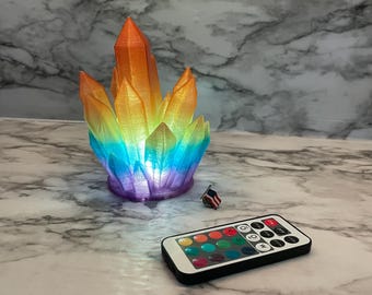 Rainbow Pride Crystal Lamp - RGB LED Light, Batteries & Remote Included! (3D Printed)