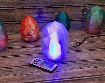 Multi-Mode Dragon Egg Accent Lamp with Base - Bright RGB Remote Control - Wireless