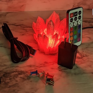 Wall-Powered Mini Crystal Lamp - Remote RGB Control (3D Printed)
