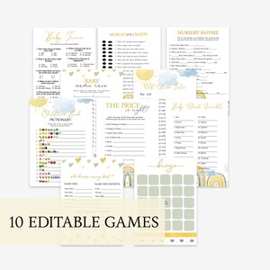 Editable Sunshine Baby Shower Game Bundle | Game Set | Self Edit Template | Bingo, Pricing Game, Who Knows Mommy Best, Nursery Rhyme
