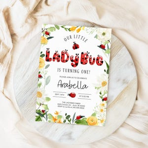 Our Little Ladybug Birthday Invitation | Editable Ladybug Kids Invite | Garden Birthday Invite Template | Printable Instant Download