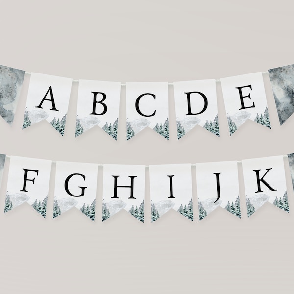 Oh Baby Winter Baby Shower Banner | Baby Shower Bunting Banner | Self Edit Template