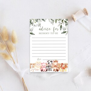 Cartão editável do conselho da festa do bebé do ani de <br> Entrega Rápida? Conselho da festa do bebé dos animais de celeiro das cartão comemorativo | Modelo de autoedição
