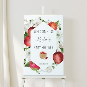 Apple of Our Eye Baby Shower Welcome Sign | Signe de douche de bébé d&#39;automne | Garden Floral Baby Brunch Imprimable Welcome Sign | Modèle instantané