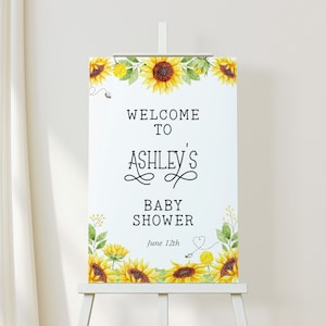 Honey Bee baby shower welkom teken, genderneutraal Bumble Bee baby shower teken, baby shower buiten welkom, zonnebloem baby brunch poster