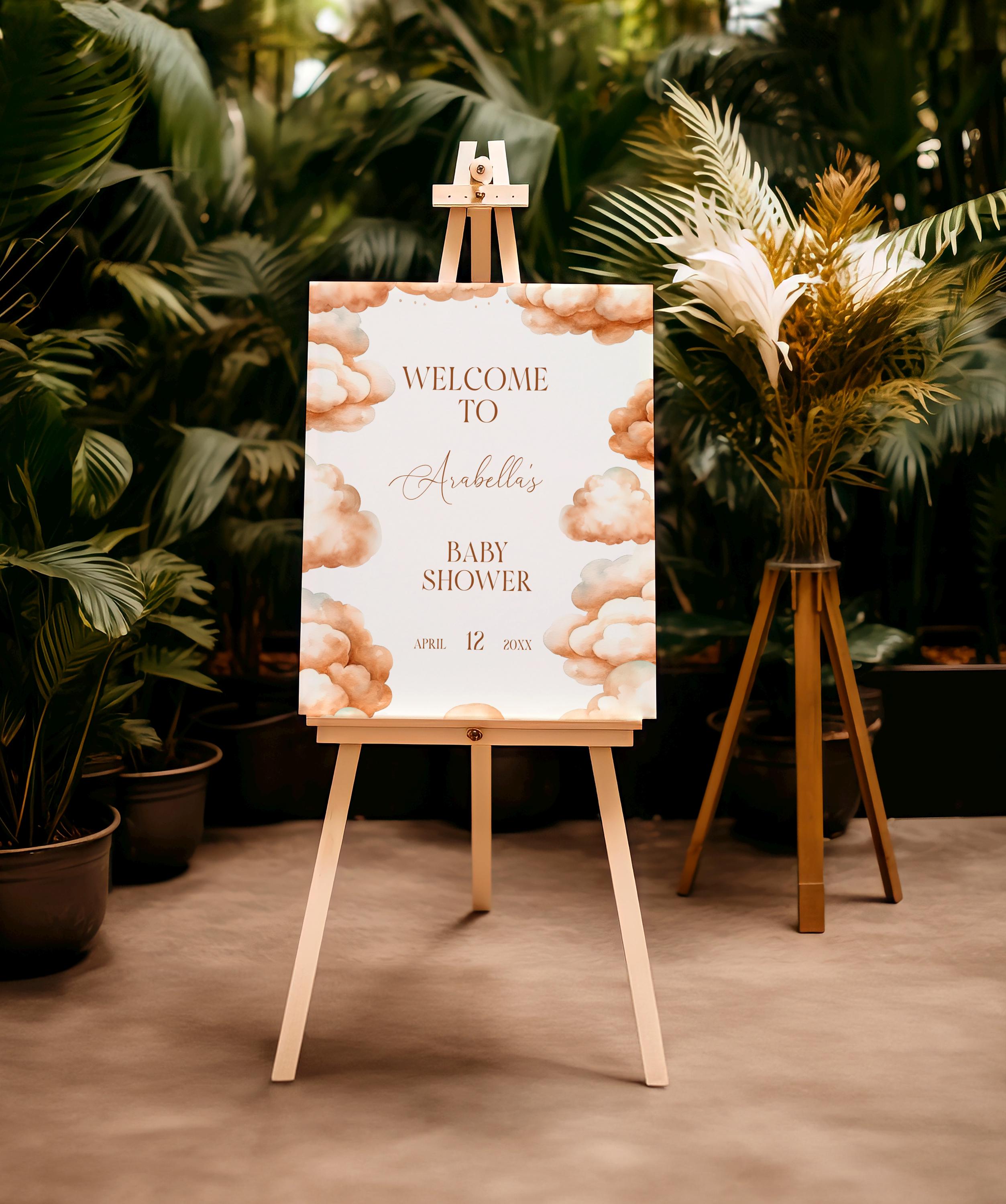 Cloud Nine Baby Shower Welcome Sign | Neutral Cloud Baby Shower Party ...