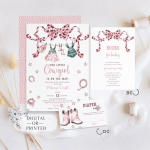Little Cowgirl Baby Shower Invitation, Western Country Baby Girl Brunch Invite, Editable Baby Sprinkle Template Bundle, Digital or Print