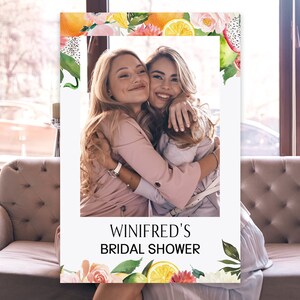 Citrus Bridal Shower Selfie Photo Prop Frame | Bridal Shower Boho Floral Photo Frame |  Printable Photo Prop | Wedding Photo Booth Prop
