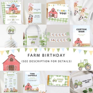 Lot d'invitations d'anniversaire de ferme modifiable | Bundle d'anniversaire de fête d'animaux de grange | Anniversaire d'enfants de ranch | Animaux de la grange rouge | Téléchargement instantané