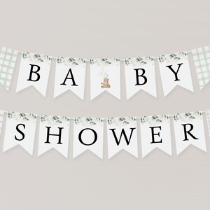We Can Bearly Wait Teddy Bear Baby Shower Banner | Bannière de guirlande de douche de bébé | Modèle d&#39;auto-édition