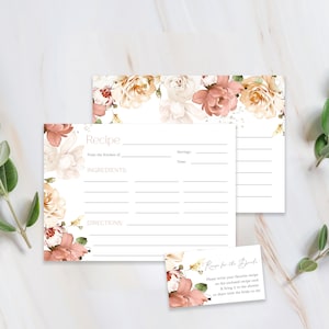 Editable Love in Bloom Bridal Shower Recipe Card | Floral Bridal Recipe Card and Request | Printable Kitchen Shower Recipe Cards