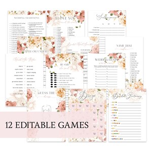 Editable Love in Bloom Bridal Shower Game Bundle | Game Set | Self Edit Template | Bingo, He/She Said, Would She Rather, Over or Under Games