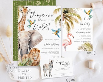Editable Safari Baby Shower Invitation Wild Jungle Adventure