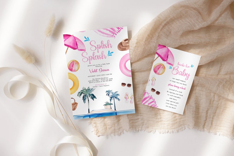 Splish Splash Baby Bash Invitation Set | Girl Summer Baby Shower Invite ...