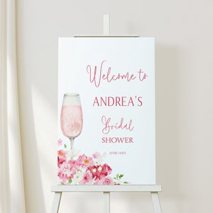 Signo de bienvenida de despedida de soltera de pétalos y Prosecco / Signo de decoración de fiesta de despedida de soltera / Plantilla de autoedición