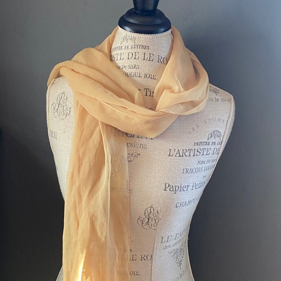 Vintage large silk chiffon scarf shawl