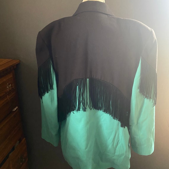 Vintage 90s RAFAEL Women turquoise and black suit… - image 4