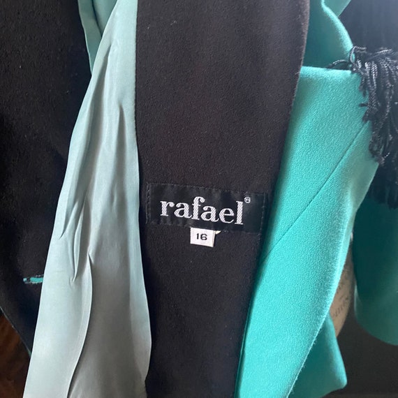 Vintage 90s RAFAEL Women turquoise and black suit… - image 6