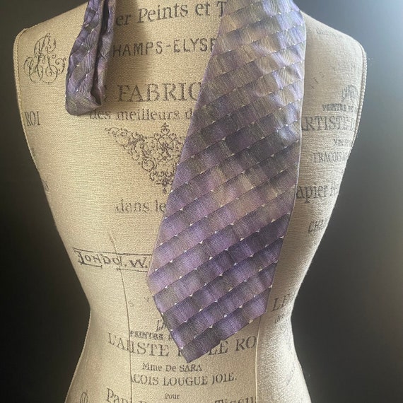 Vintage Tie Rack Men purple geometric pattern sil… - image 4