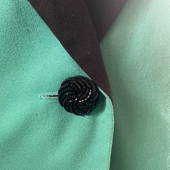 Vintage 90s RAFAEL Women turquoise and black suit… - image 7