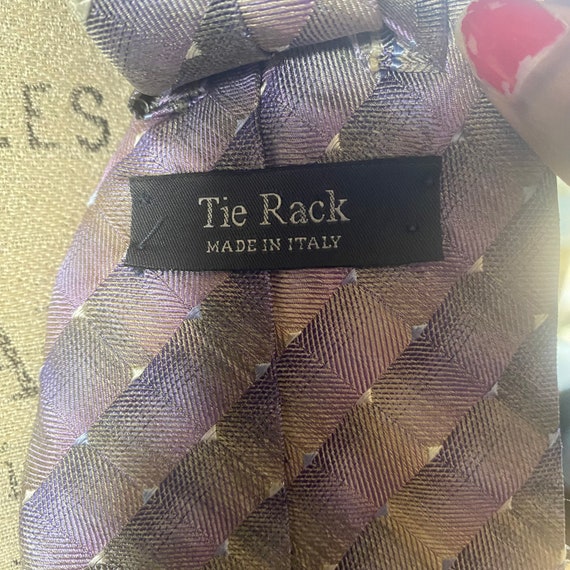 Vintage Tie Rack Men purple geometric pattern sil… - image 2