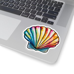 Pegatinas troqueladas de conchas marinas de colores / Decoración vibrante para portátil o botella de agua, regalo para amantes del océano, decoración playera, ambiente veraniego