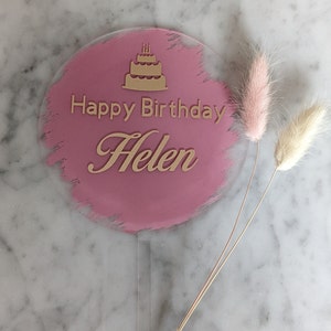 5&quot; Custom Birthday Cake Topper | Painted Acrylic Circle Personalized Cake Topper | Custom Text Cake Topper | Baptism | Wedding | Anniversary