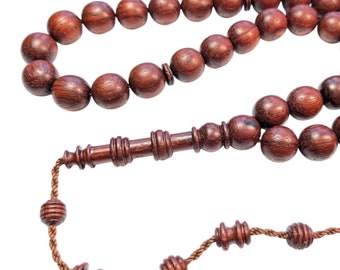 XL 33 African Padauk Red wood Prayer Beads Kan Tesbih Tasbih Misbaha Subha 504