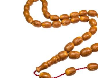33 Aged Juniper Seed Worry Beads, ANDIZ Tesbih, Tasbih Prayer Beads, Turkish Komboloi, Muslim Rosary Misbaha Subha (Flower Bud) 112