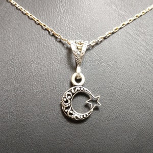 Crescent and Star Design 925 sterlingzilveren ketting (45 cm), Moon Star-ketting, Turkse hanger, Ayyildiz Kolye ve Ucu, Turk, Turkiye 186