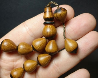 17 or 19 bead Juniper Worry Beads, ANDIZ Tesbih, Tasbih Prayer Beads Efe Boy Tesbih Maskot Tesbih Greek Komboloi, Wooden Seed Rosary 648 982