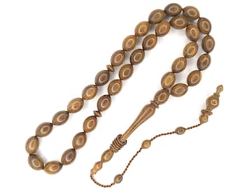 Exquisite Brown Pelesenk Wood Prayer Beads Tasbih Kahve Pelesenk Agaci Tesbih Kokusuz Misbaha Subha Eid Gift (does not have smell) 003