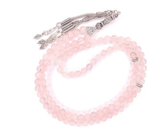 99 Rose Quartz Prayer Beads Dhikr Tasbeeh Zikir Tesbih Dua Tasbih Gemstone Tespih Misbaha Subha 496