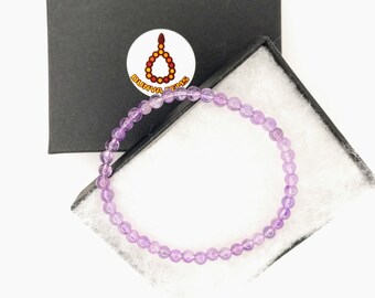 Genuine Gemstone 4-4.5 mm Dainty Bracelets elastic cord, Amethyst Red Agate Green Chrysocolla & Lapis Rose Quartz Shungite Christmas Gift