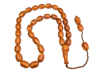 33 Juniper Seed Worry Beads, ANDIZ Tesbih, Tasbih Prayer Beads, Turkish Komboloi, Muslim Rosary Misbaha Subha (GETS DARKER) 784