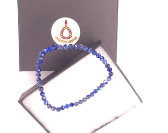 Genuine Faceted Gemstone 4mm Dainty Bracelets with elastic cord, Lapis Lazuli, Labradorite Best Small Gift