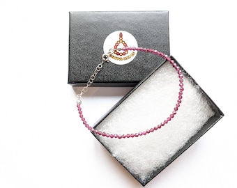 Elegant Genuine Garnet Gemstone 2.5 mm Skinny Bracelets with sterling silver Christmas Gift 555