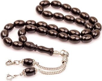 Jet Natural Gemstone Prayer Beads, Jet Tasbih, Oltu Tesbih, Jetstone Misbaha